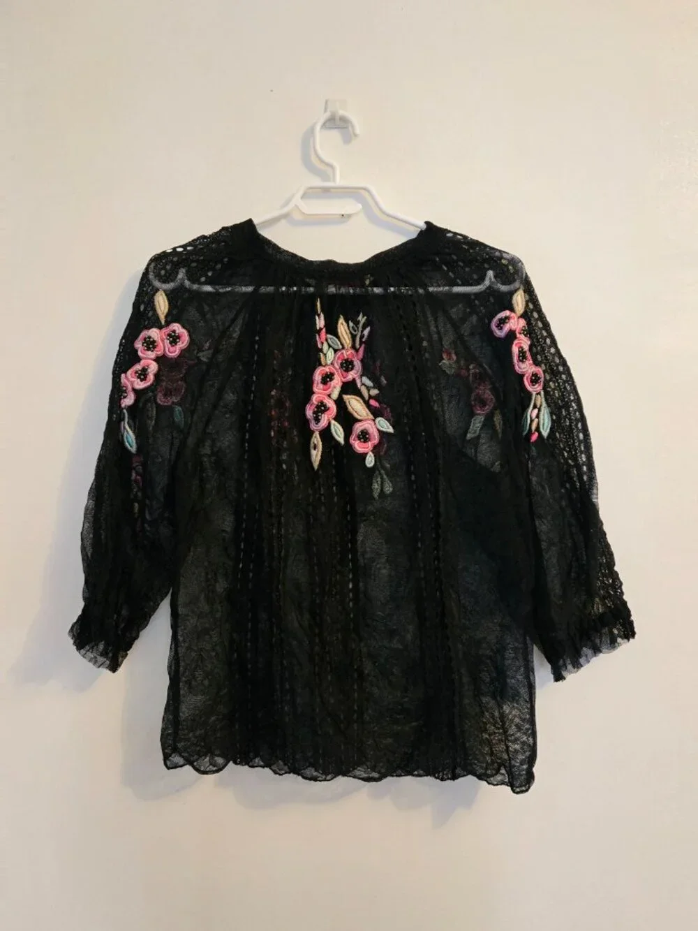 Vintage Matthew Williamson Romantic Poet Blouse Black Lace Size 8 Small - Picture 4 of 8